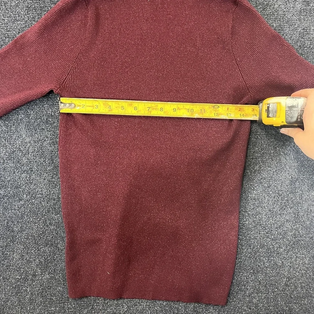 Lauren Ralph‎ Lauren Sweater Womens Medium Red Turtleneck Metallic Knit Pullover
